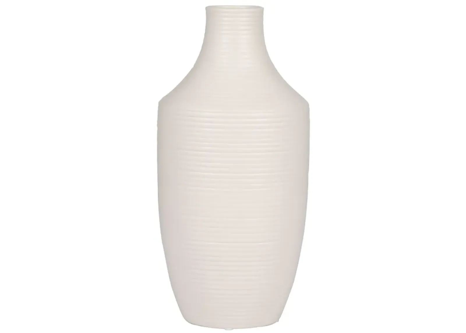 Cer, 12" Lines Vase, White