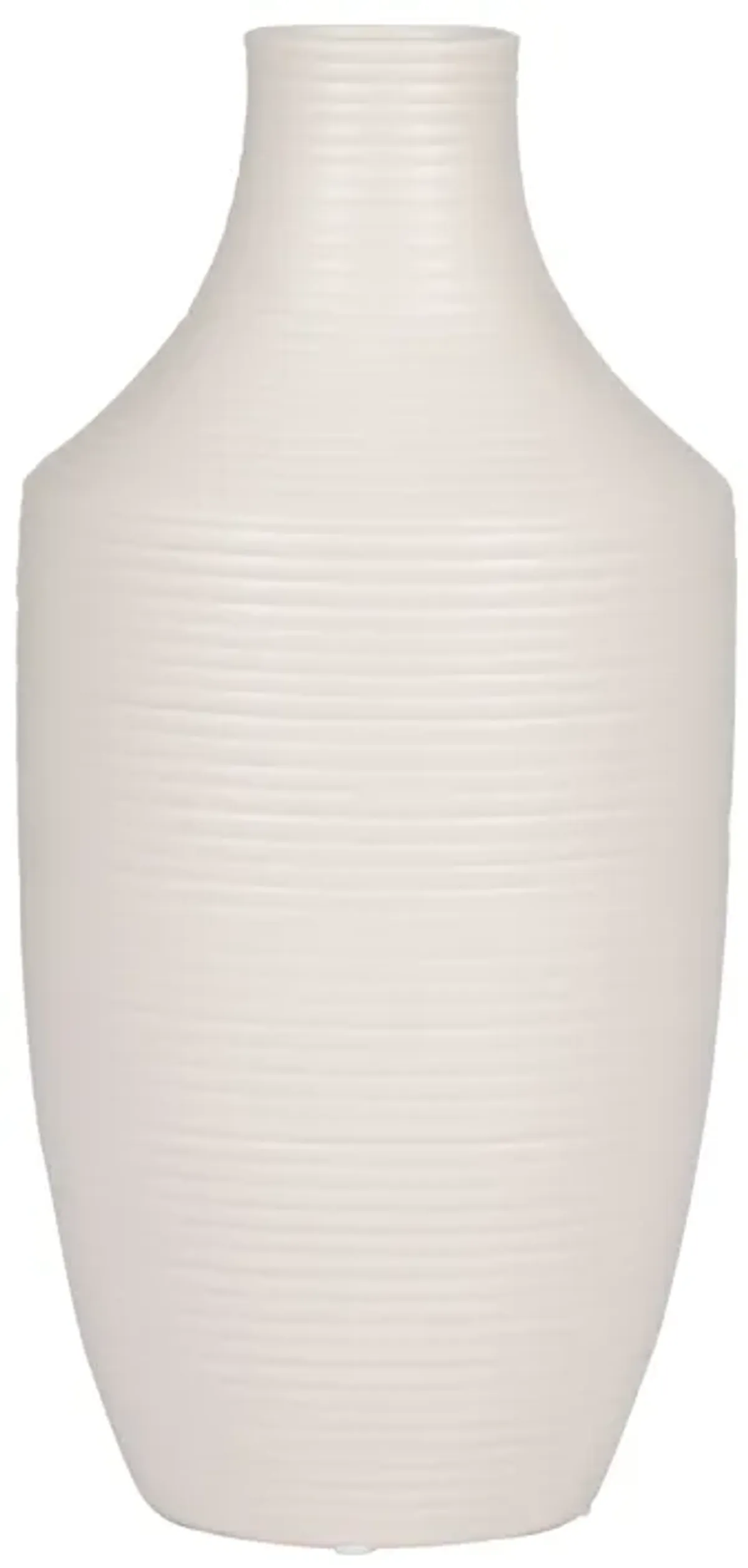 Cer, 12" Lines Vase, White