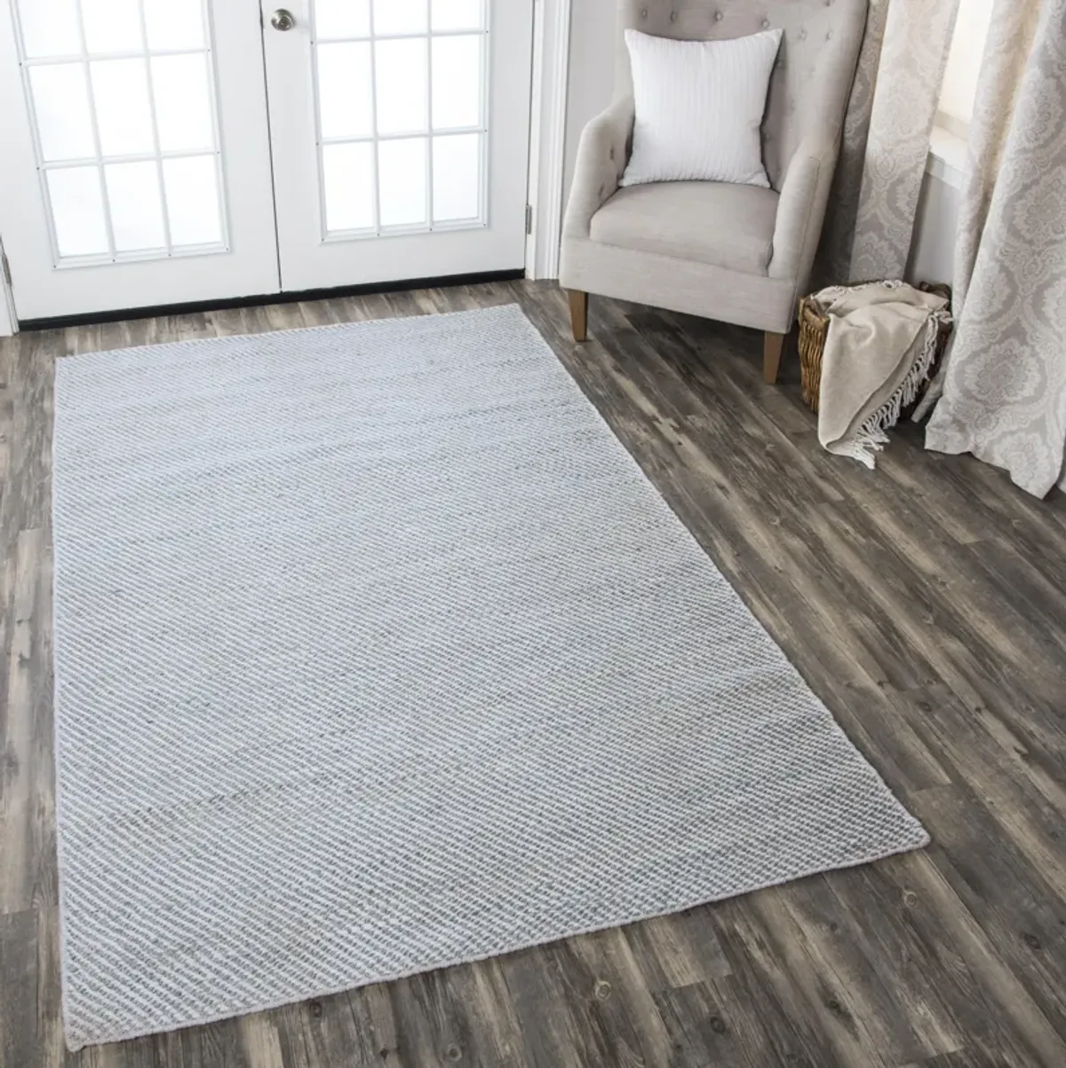 Ellington Gray Stripe  Jute / Wool  5' x 8' Rectangle Rug