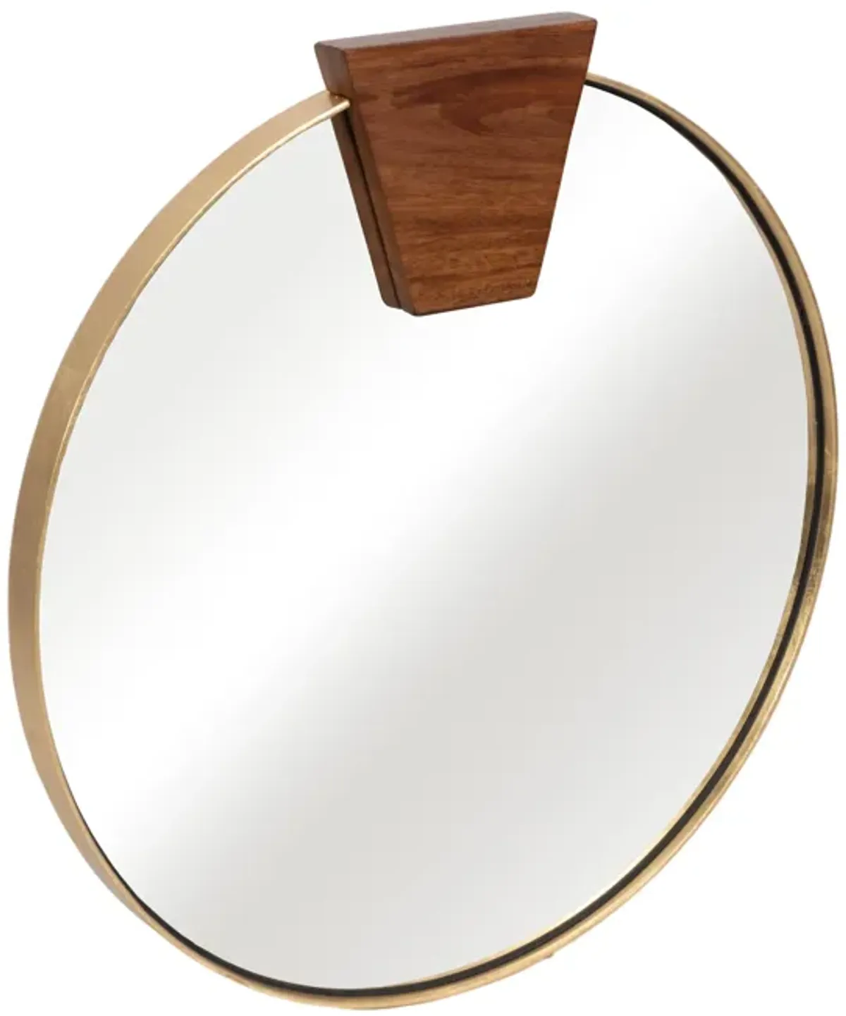 32x32 Round Wood Piece Mirror, Gold