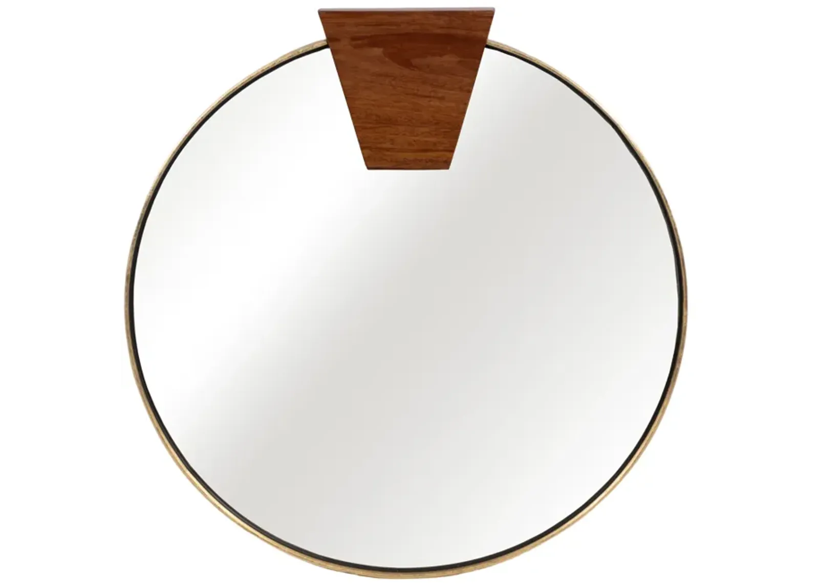 32x32 Round Wood Piece Mirror, Gold