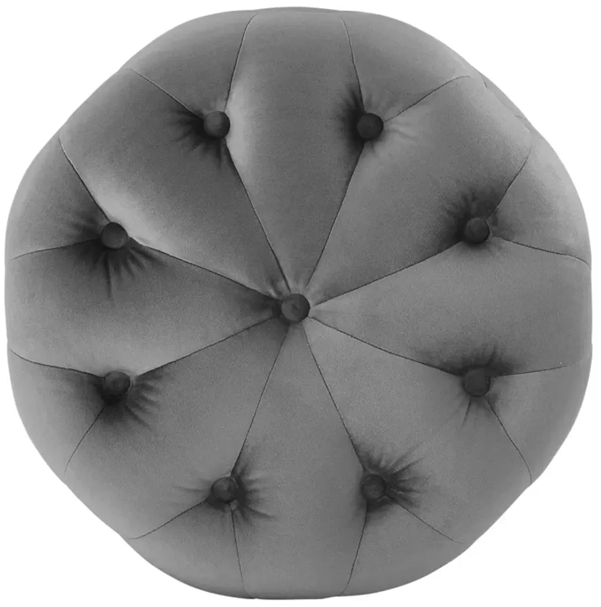 Amour Tufted Button Round Performance Velvet Ottoman