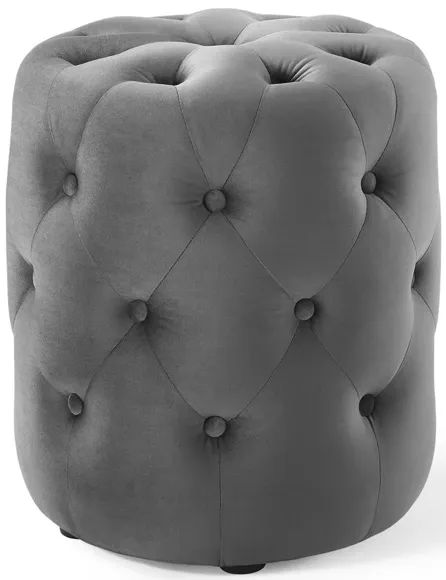 Amour Tufted Button Round Performance Velvet Ottoman