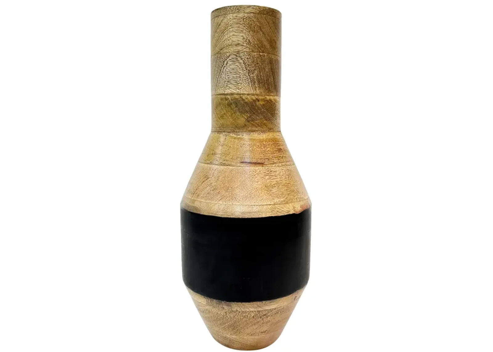 Mango Wood, 15" 2-tone Vase, Brown/black