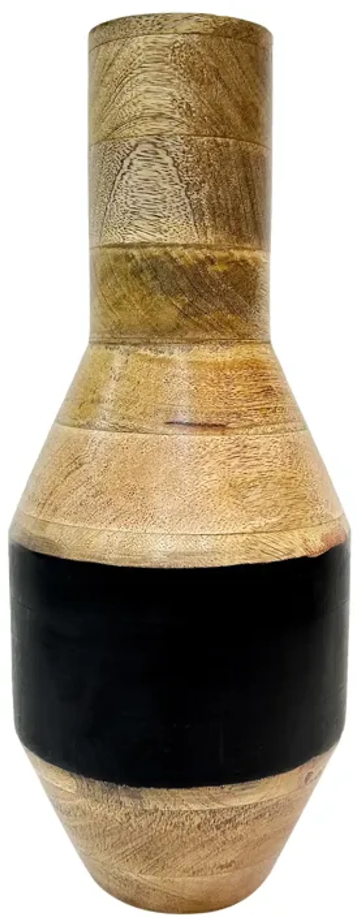 Mango Wood, 15" 2-tone Vase, Brown/black