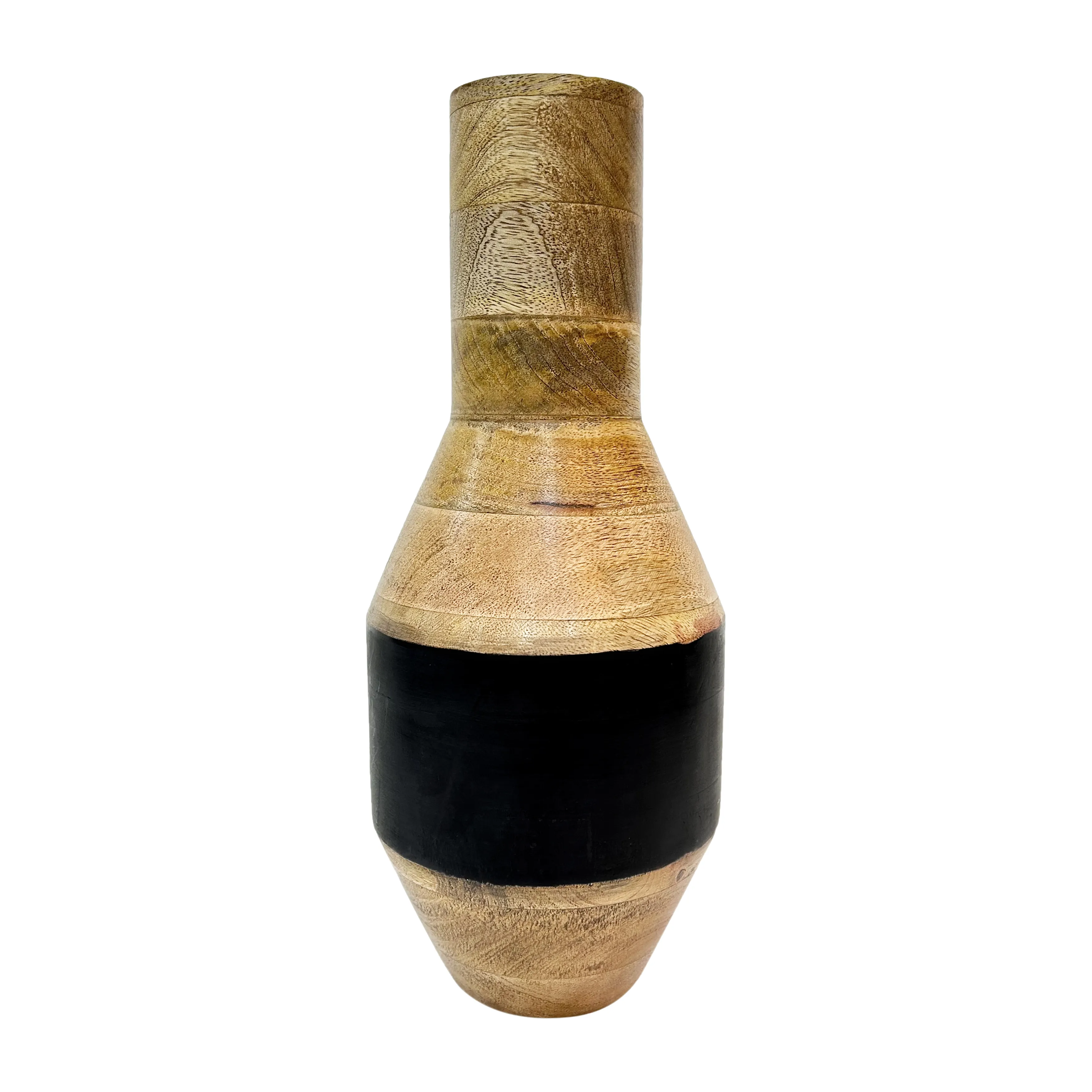 Mango Wood, 15" 2-tone Vase, Brown/black