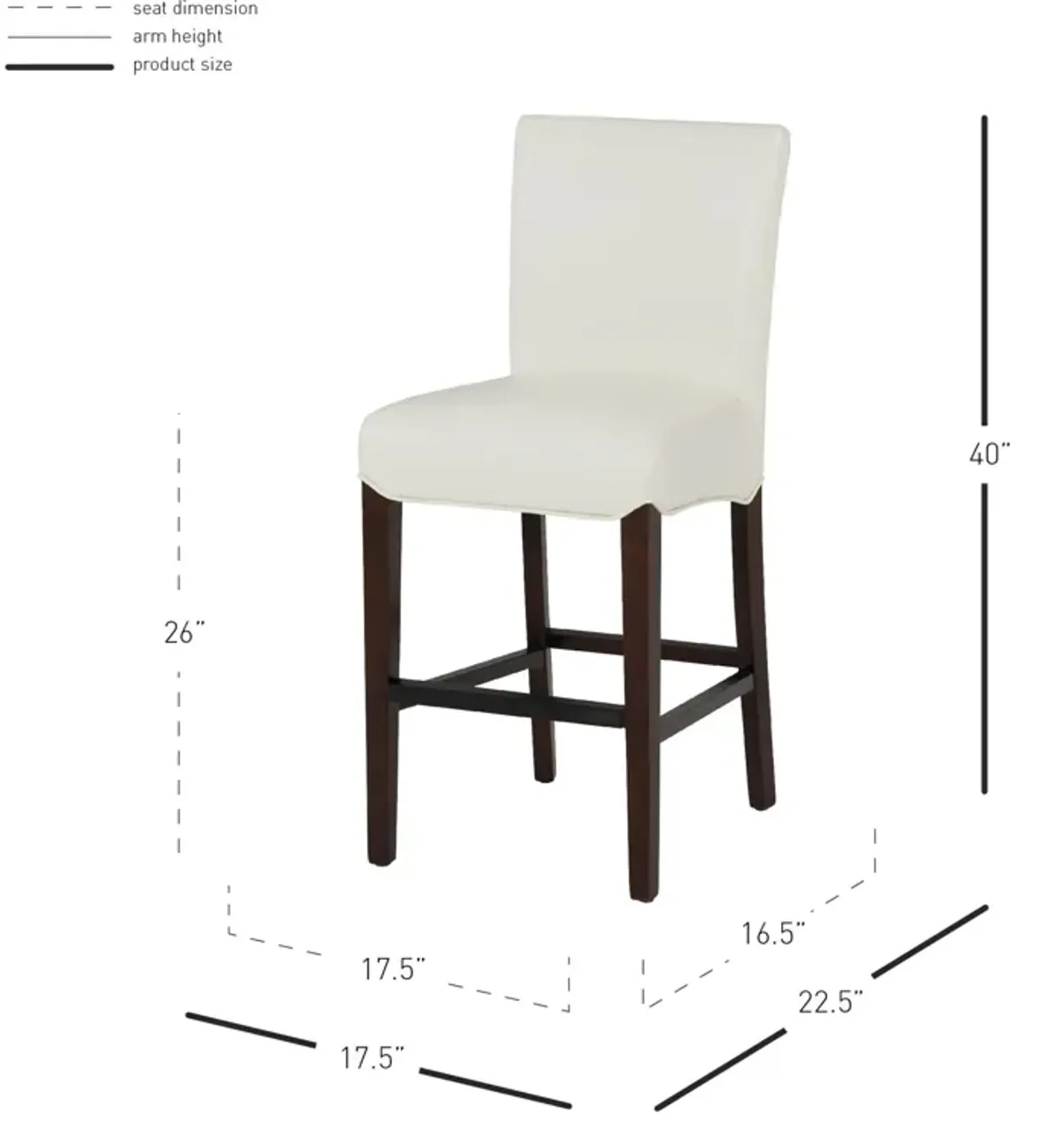 milton bonded leather counter stool, white