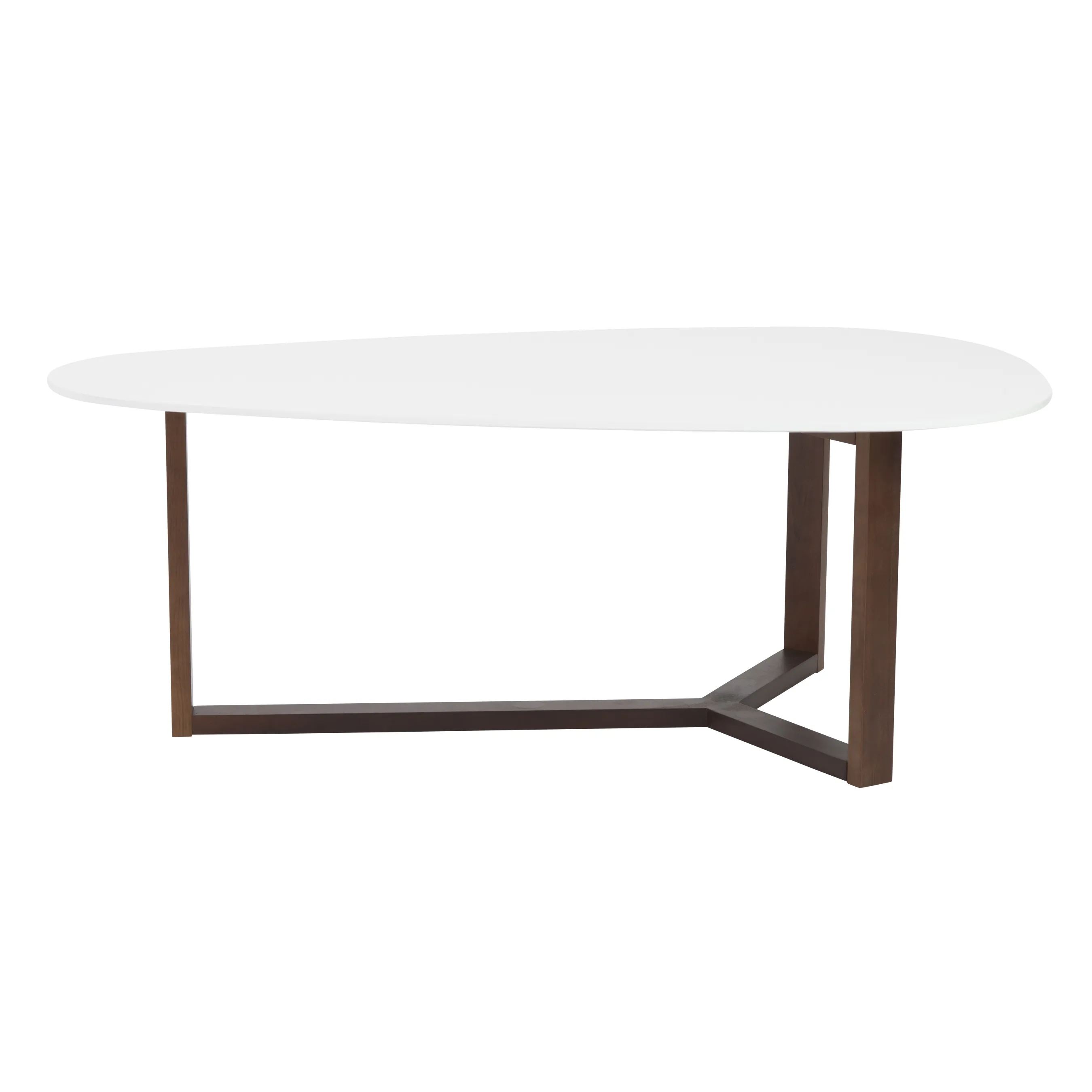 Morty Coffee Table in Matte White with Dark Walnut Base