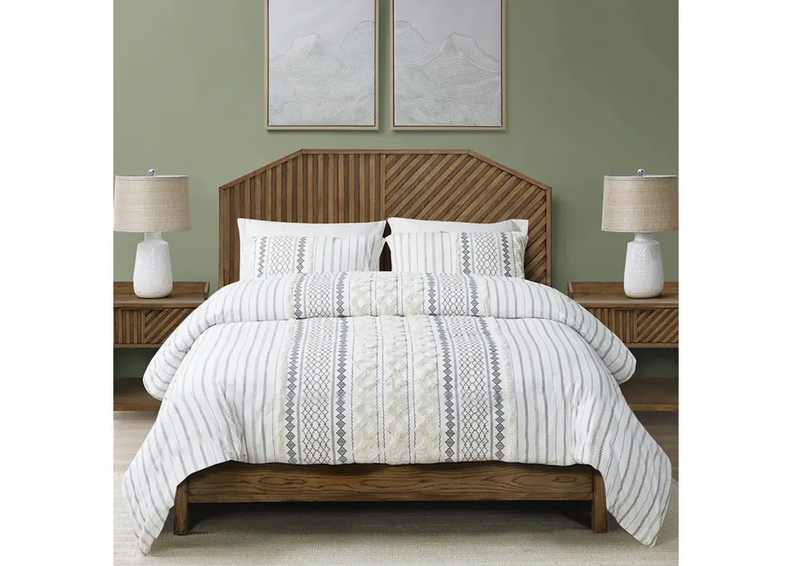 INK+IVY Sunset Cliff Brown Wood Queen Bed