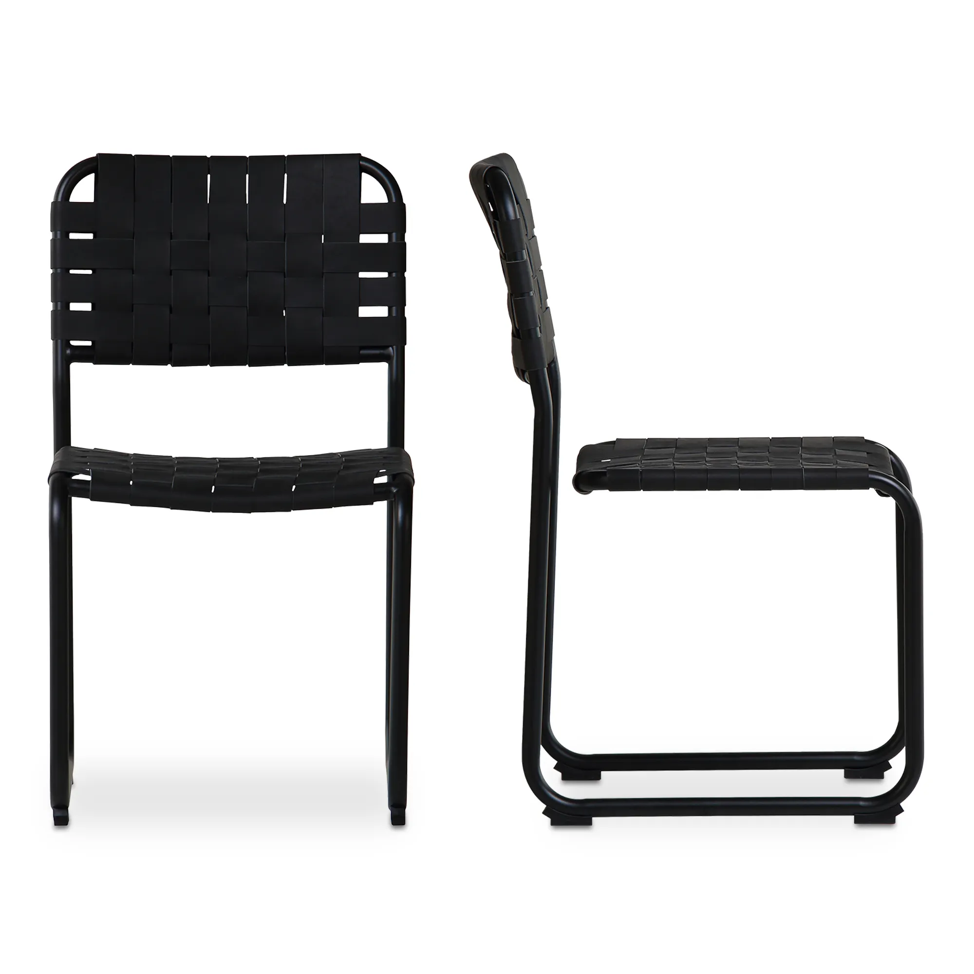 Moma Dining Chair Black Leather- Set Of Two