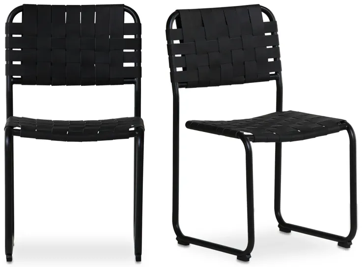 Moma Dining Chair Black Leather- Set Of Two