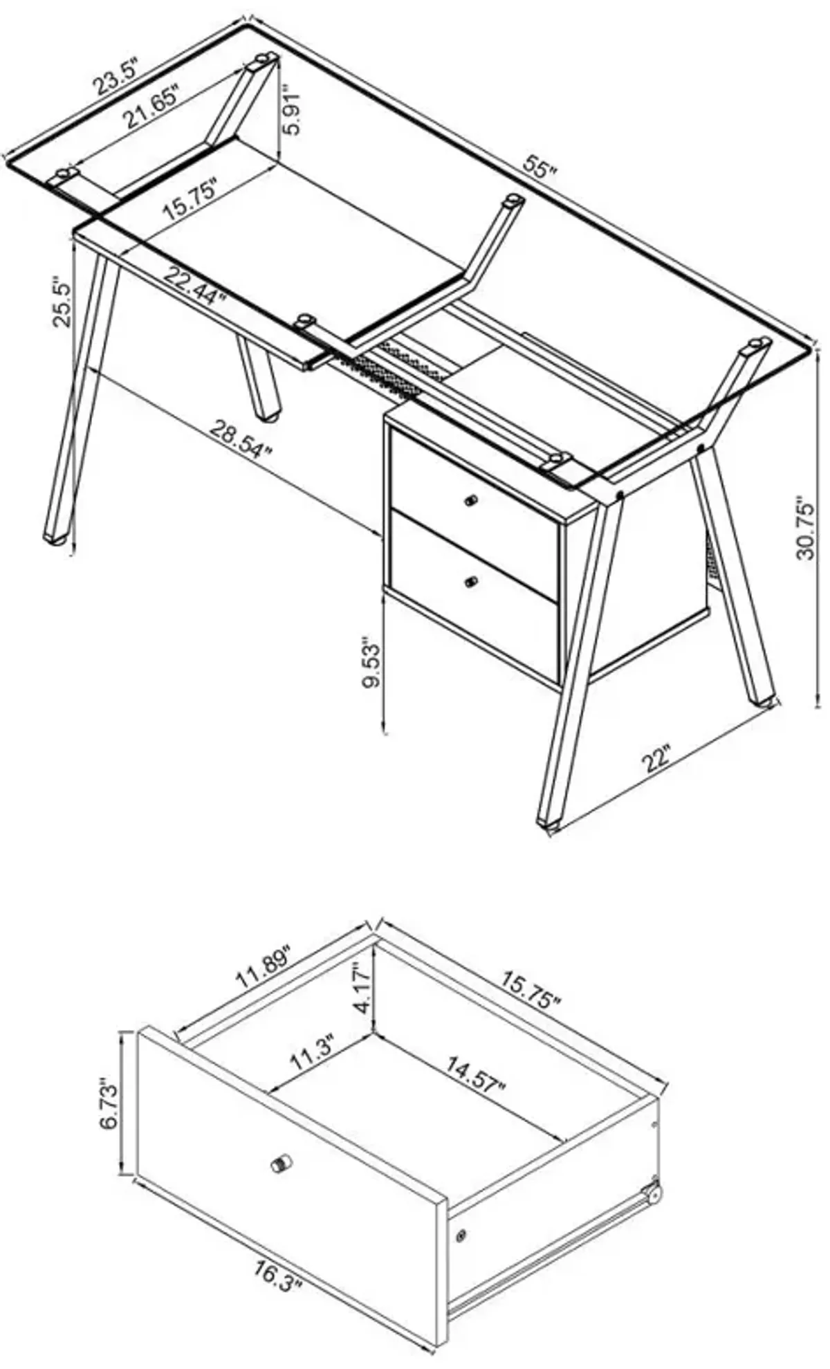 Weaving 2-drawer Computer Desk Black