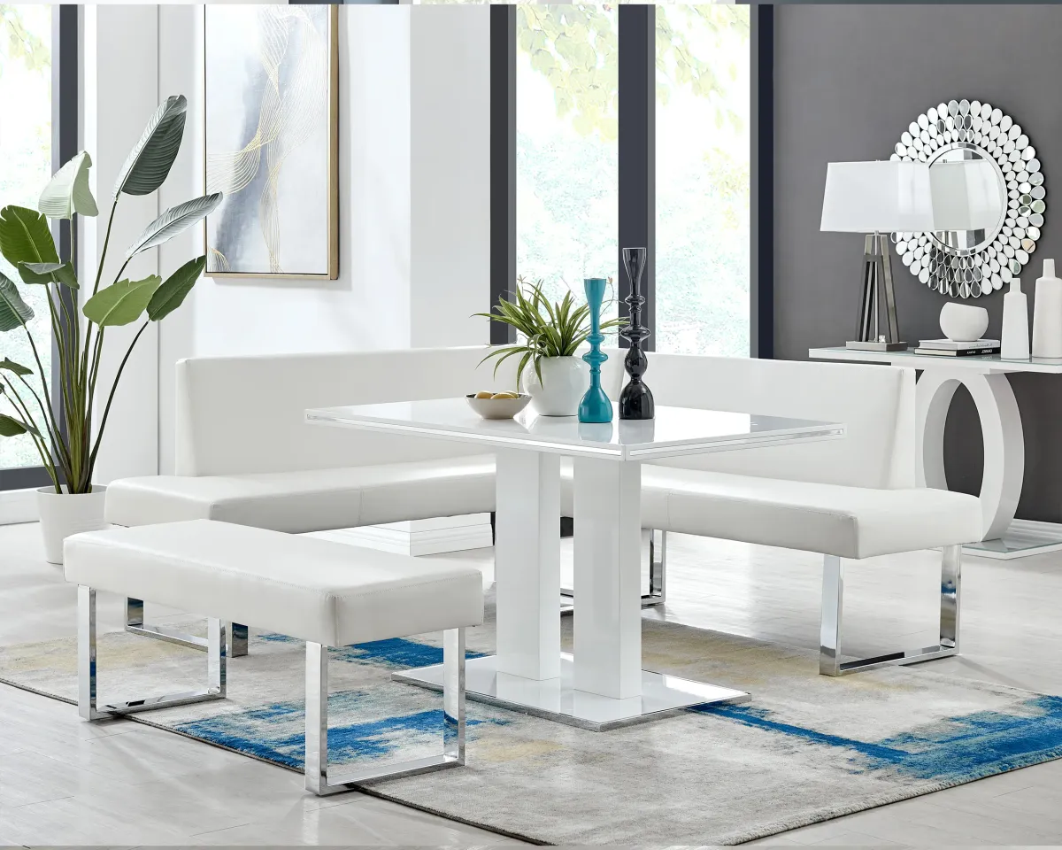 Amanda 3 Piece White Rectangular Dining Set