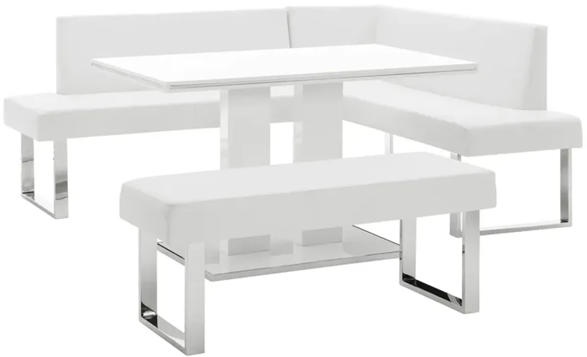 Amanda 3 Piece White Rectangular Dining Set