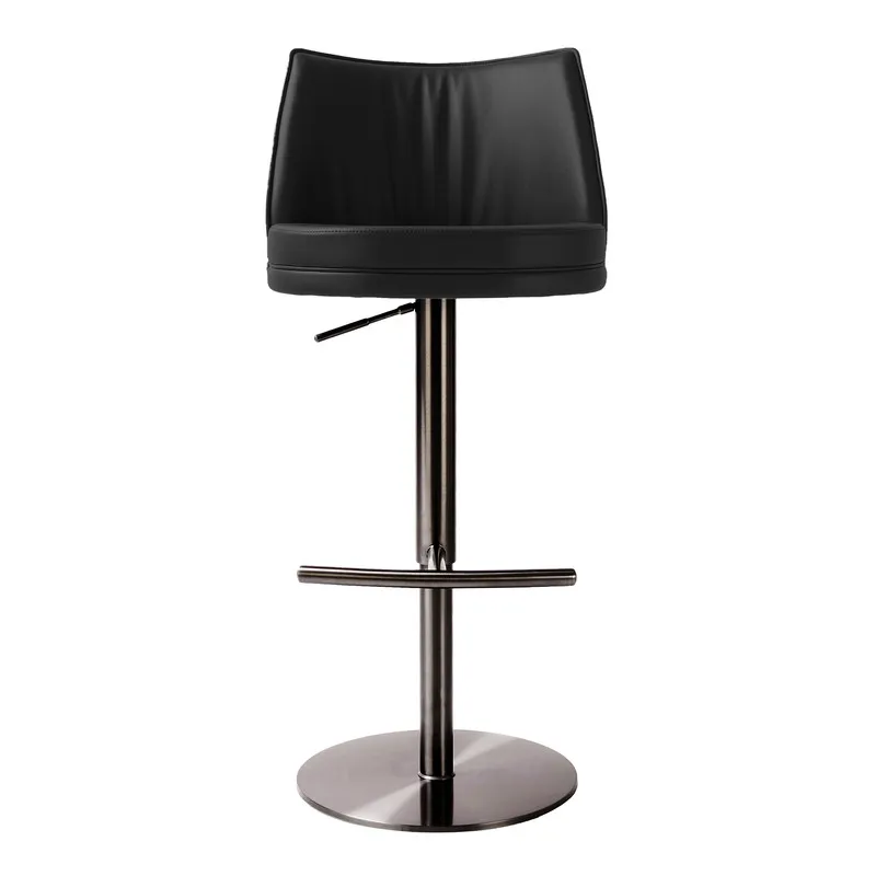 Gala Black Vegan Leather on Black Adjustable Stool