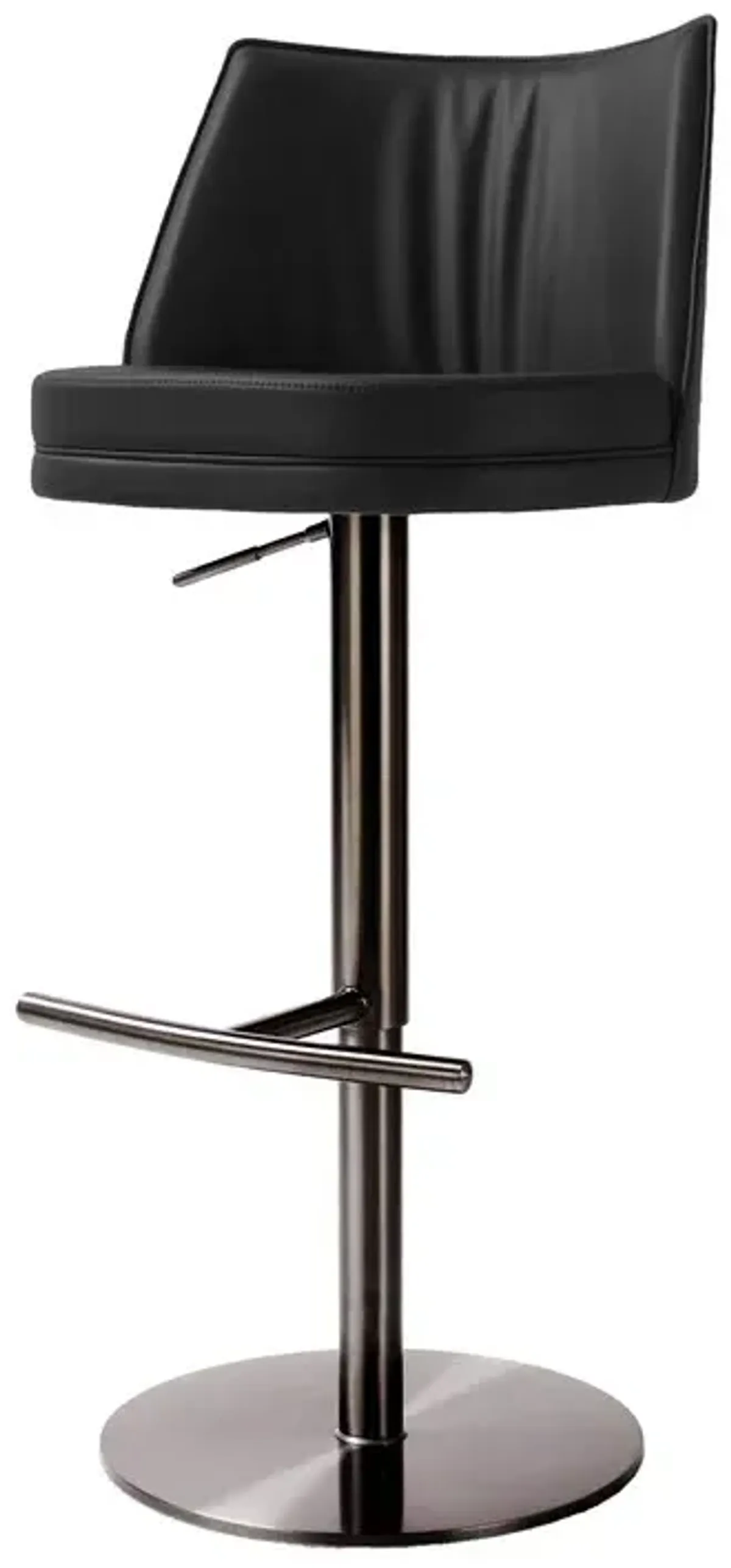 Gala Black Vegan Leather on Black Adjustable Stool