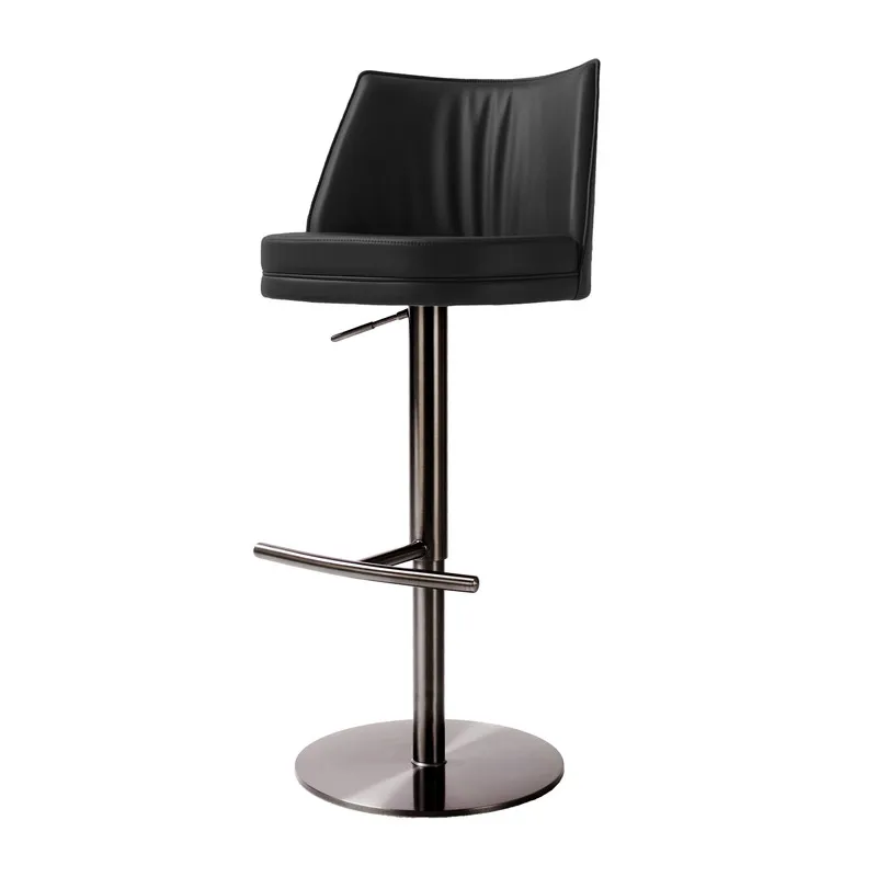 Gala Black Vegan Leather on Black Adjustable Stool