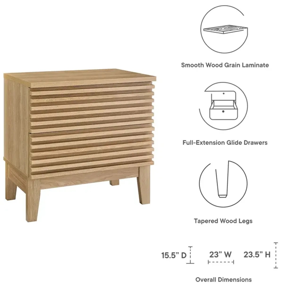 Render Two-Drawer Nightstand