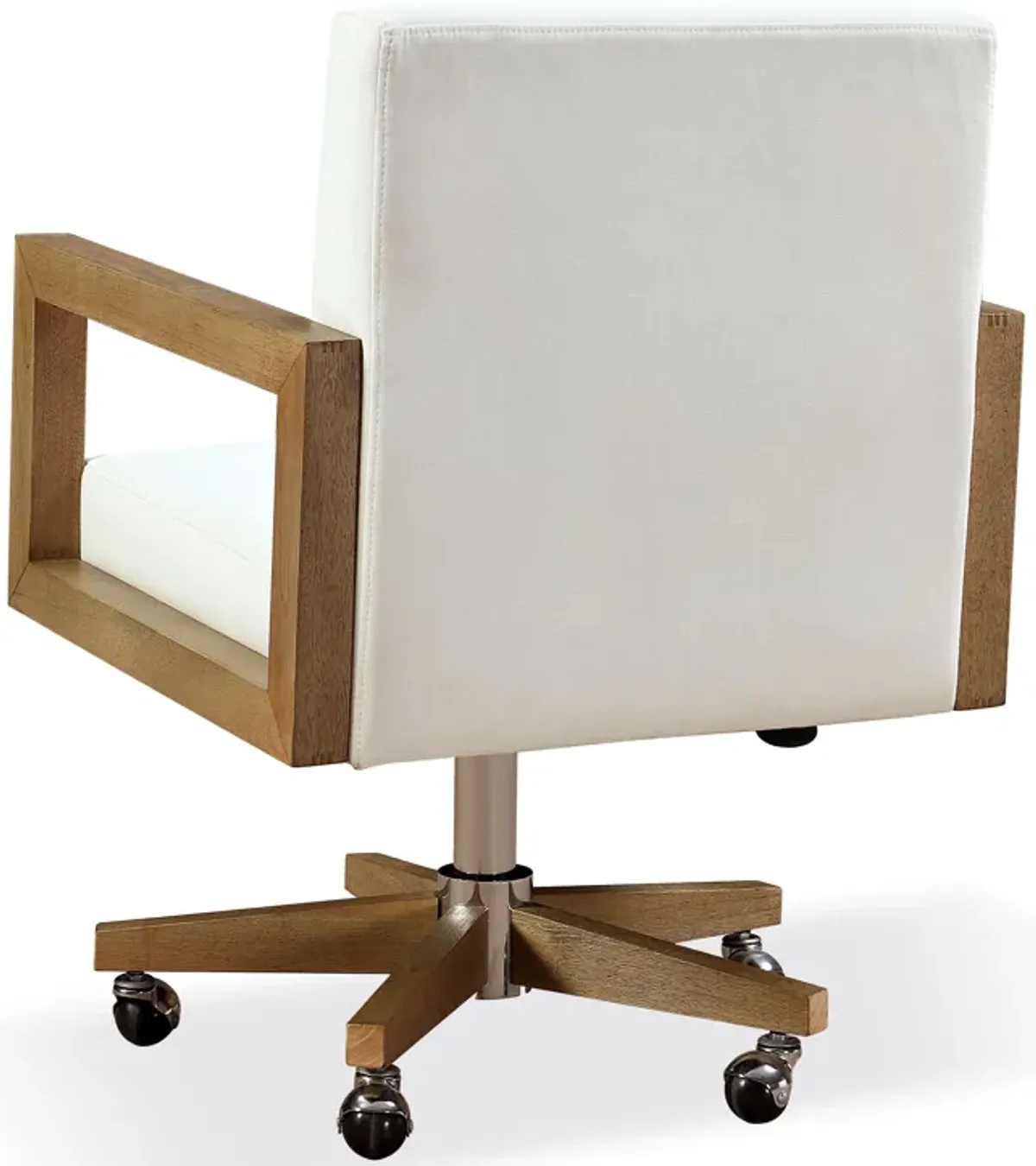 One Wood Frame Home Office Chair in Solid Wood and White Canvas