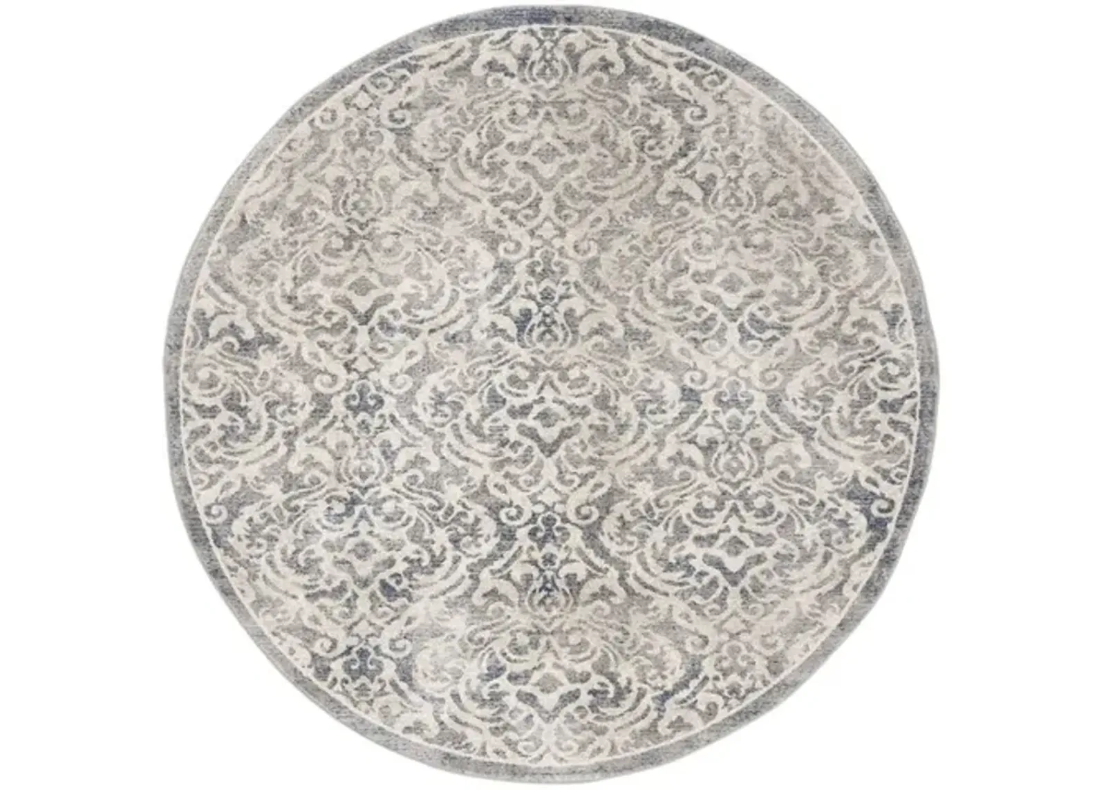 Brentwood 810 Light Grey / Blue 6'-7" X 6'-7" Round Round Powerloomed Rug