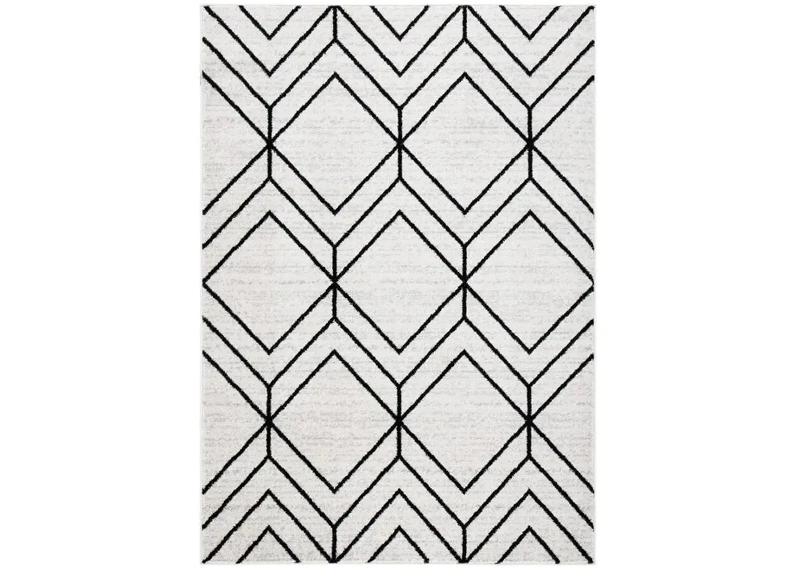 ADIRONDACK Contemporary Light Grey / Black 5'-1" X 7'-6" Powerloomed Rug