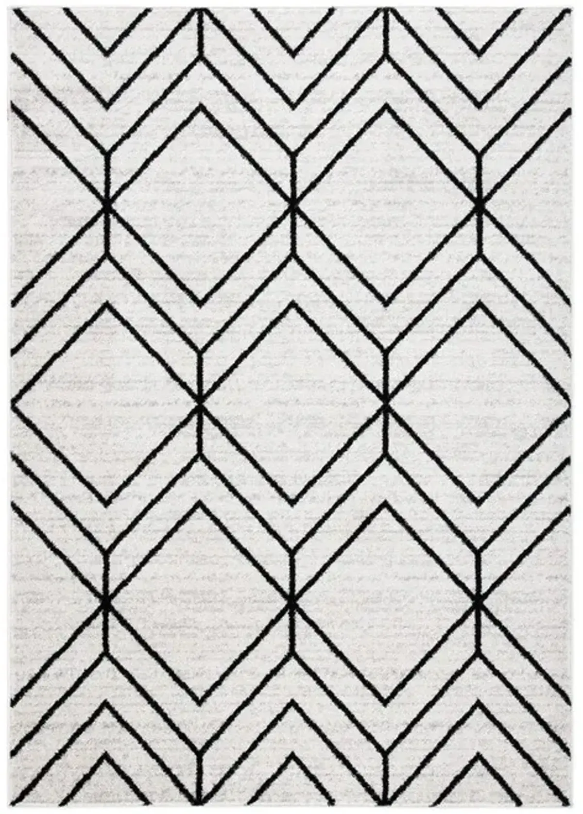 ADIRONDACK Contemporary Light Grey / Black 5'-1" X 7'-6" Powerloomed Rug