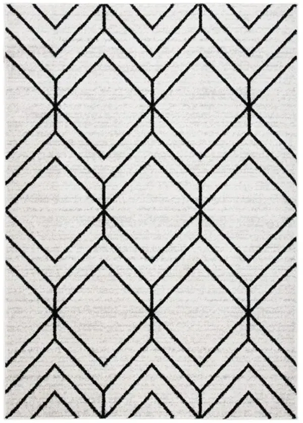 ADIRONDACK Contemporary Light Grey / Black 5'-1" X 7'-6" Powerloomed Rug