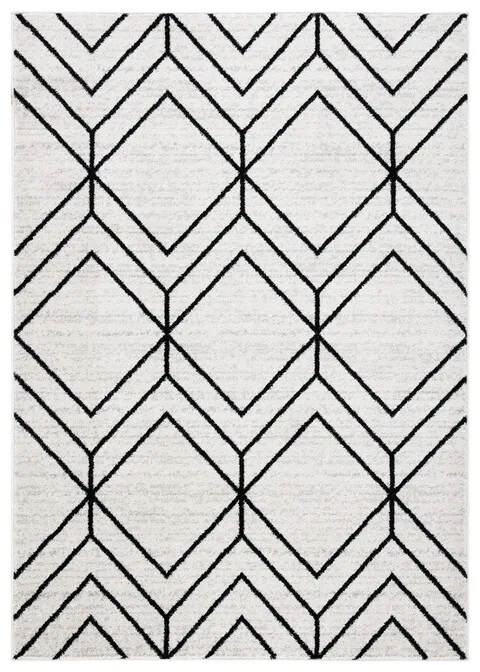 ADIRONDACK Contemporary Light Grey / Black 5'-1" X 7'-6" Powerloomed Rug