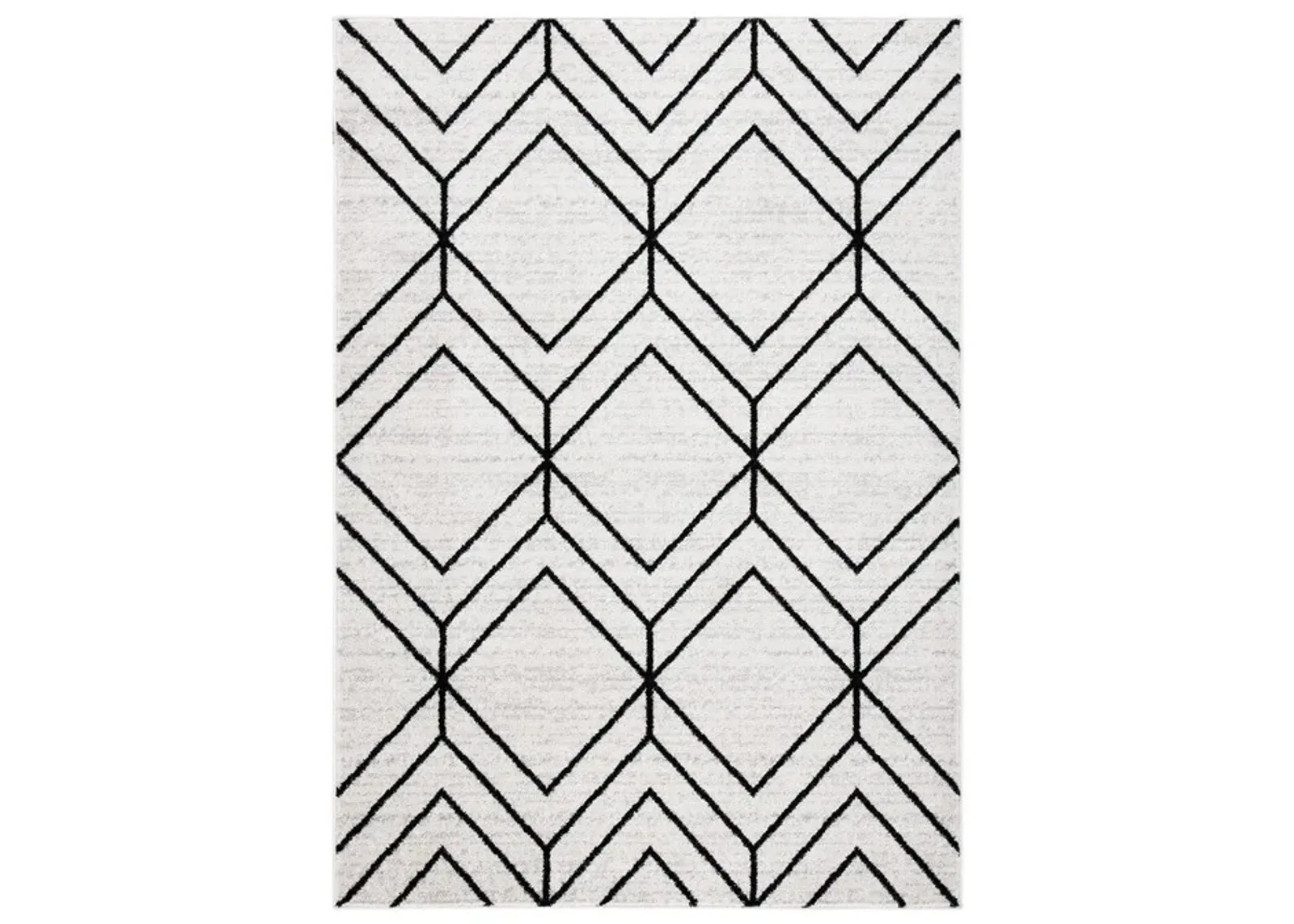 ADIRONDACK Contemporary Light Grey / Black 5'-1" X 7'-6" Powerloomed Rug