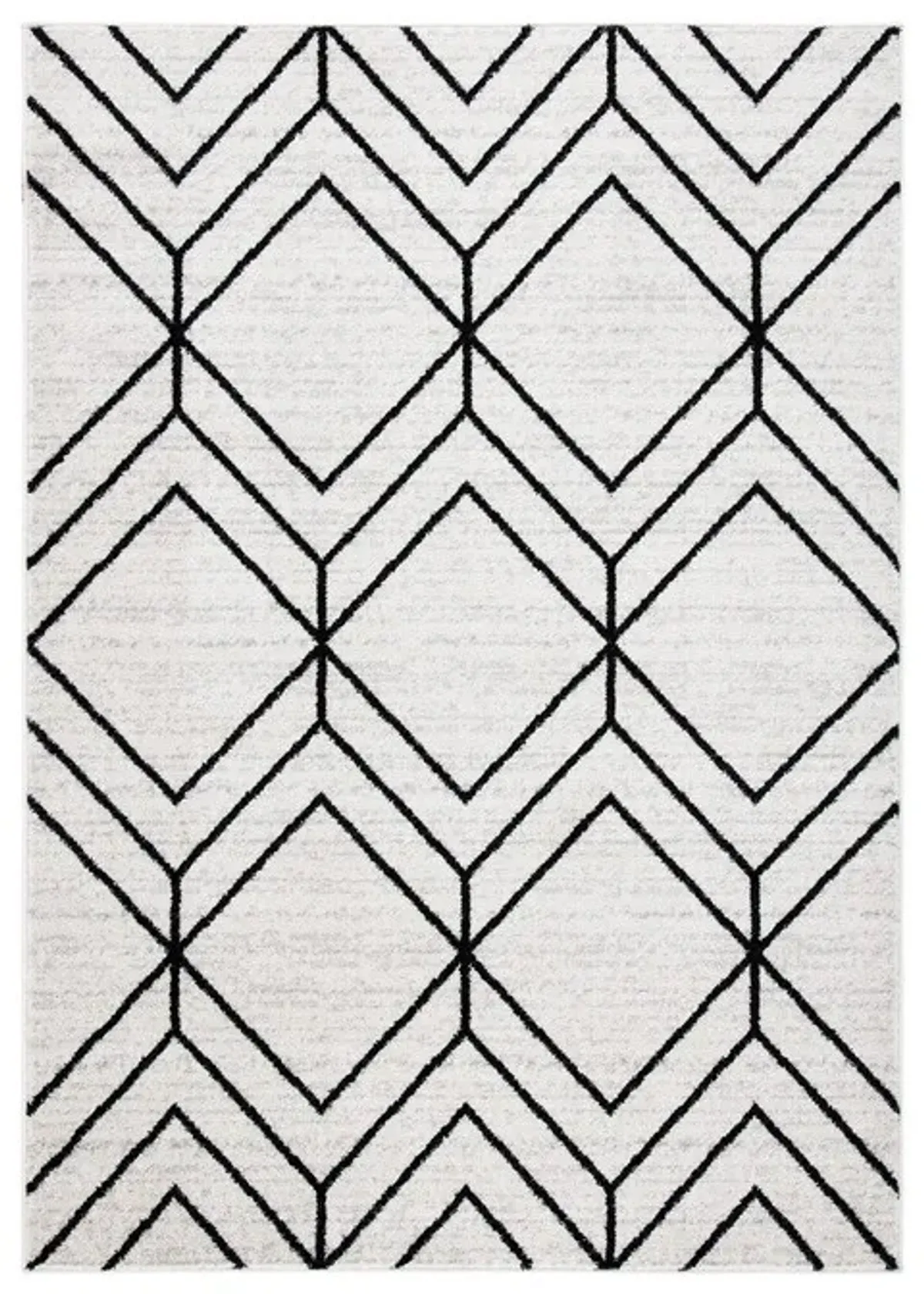 ADIRONDACK Contemporary Light Grey / Black 5'-1" X 7'-6" Powerloomed Rug