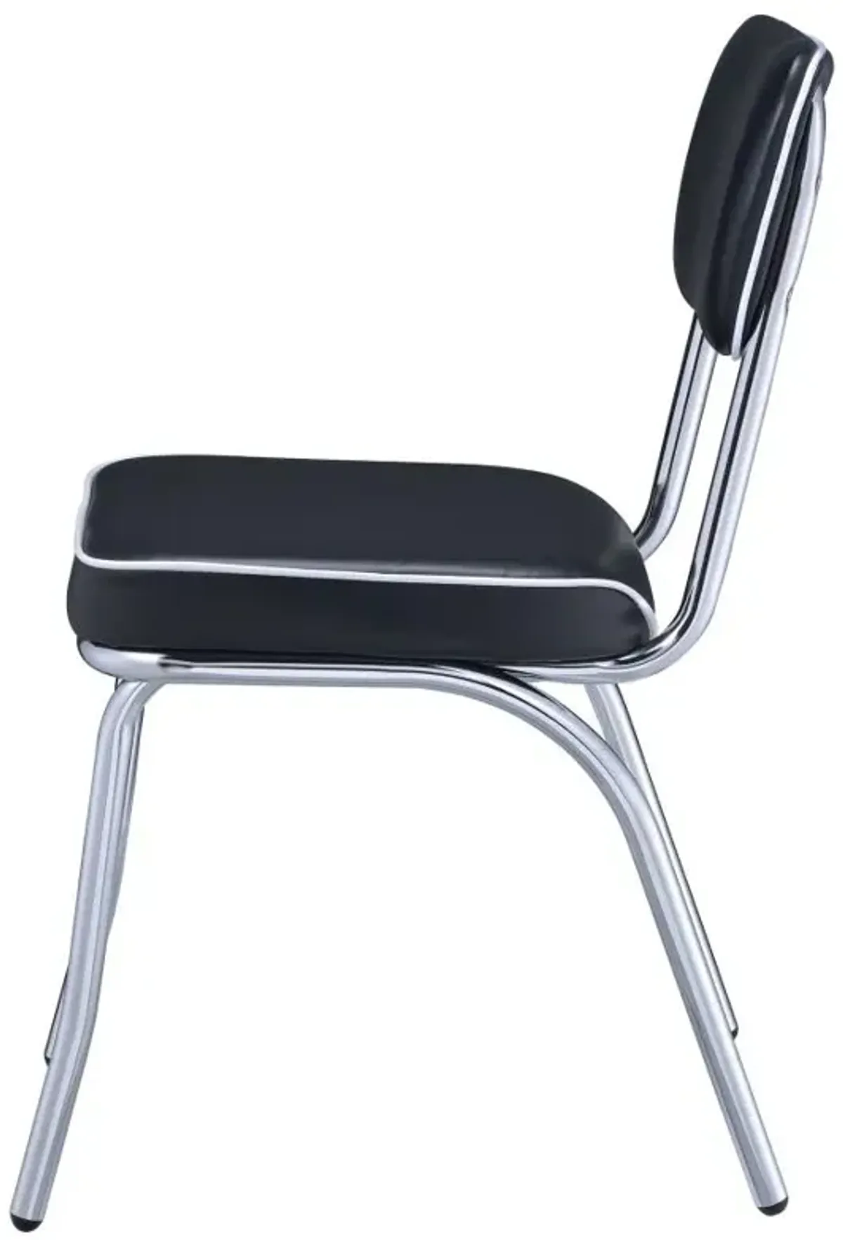 Retro Open Back Side Chairs Black and Chrome (Set of 2)