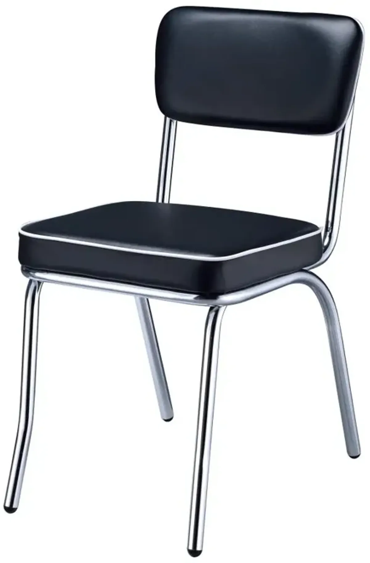 Retro Open Back Side Chairs Black and Chrome (Set of 2)