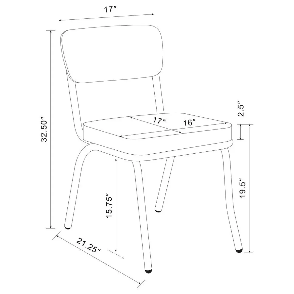 Retro Open Back Side Chairs Black and Chrome (Set of 2)