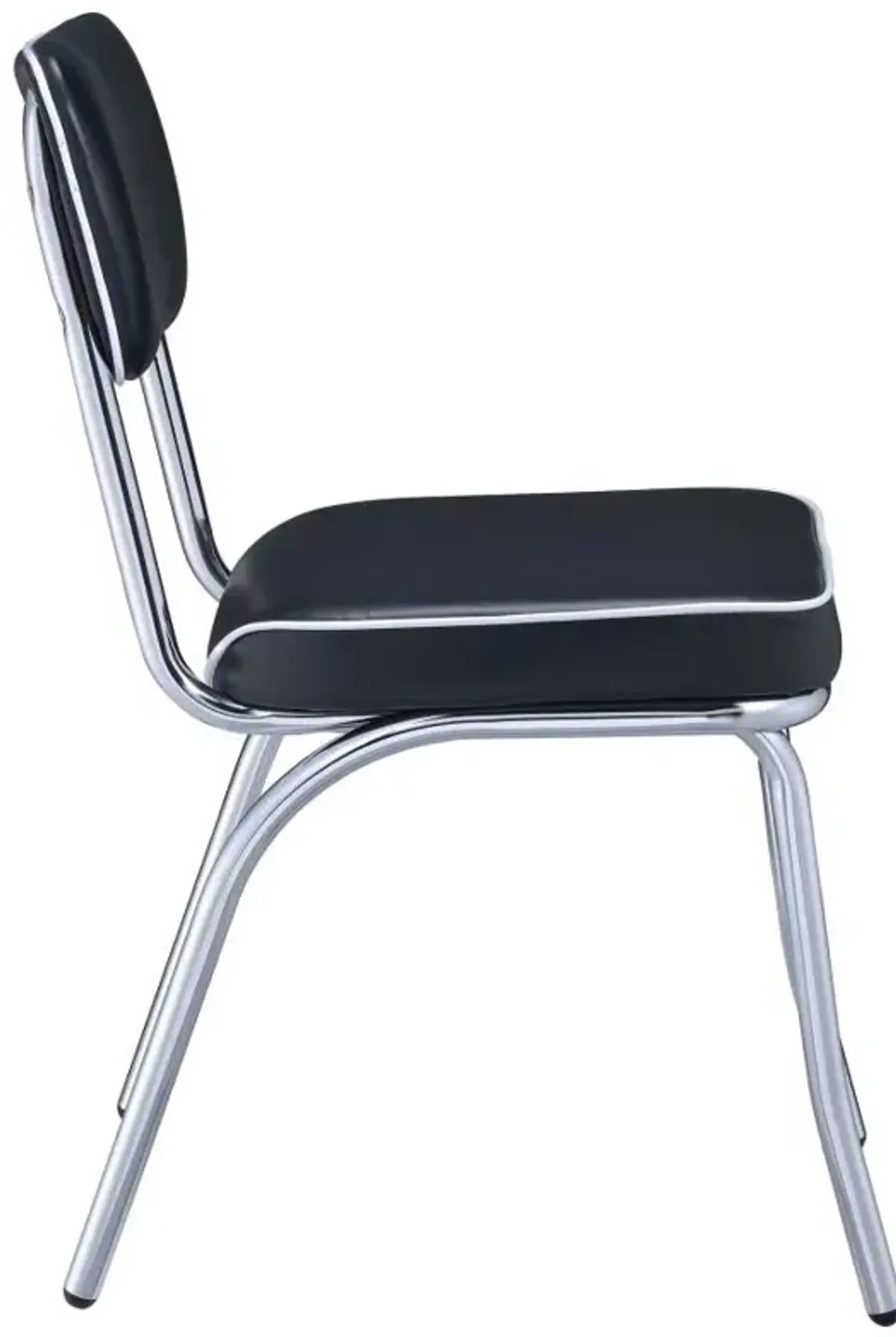 Retro Open Back Side Chairs Black and Chrome (Set of 2)