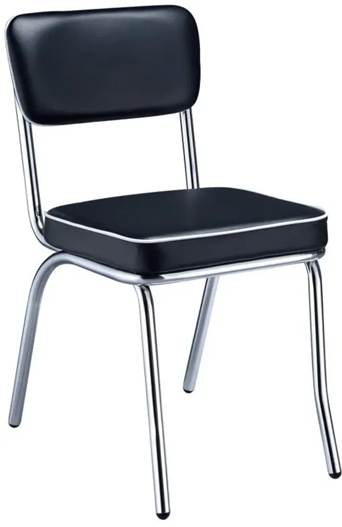 Retro Open Back Side Chairs Black and Chrome (Set of 2)