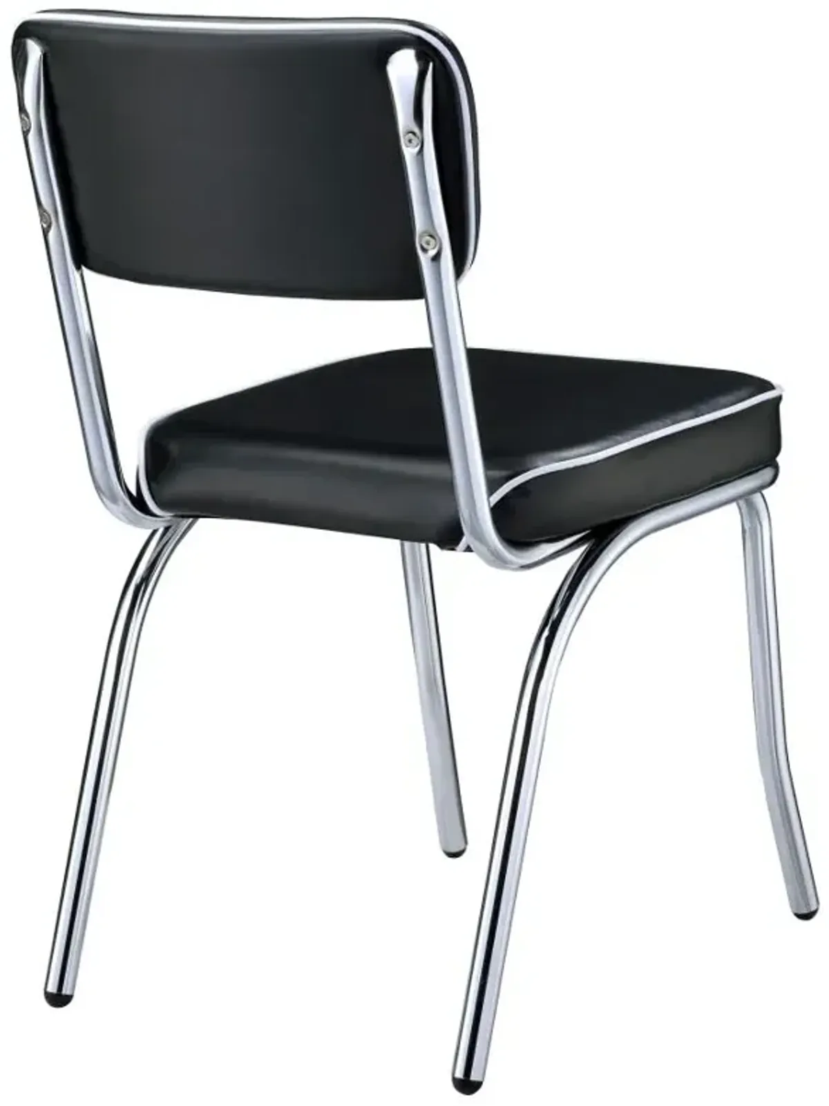 Retro Open Back Side Chairs Black and Chrome (Set of 2)