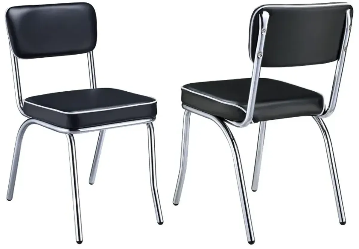 Retro Open Back Side Chairs Black and Chrome (Set of 2)