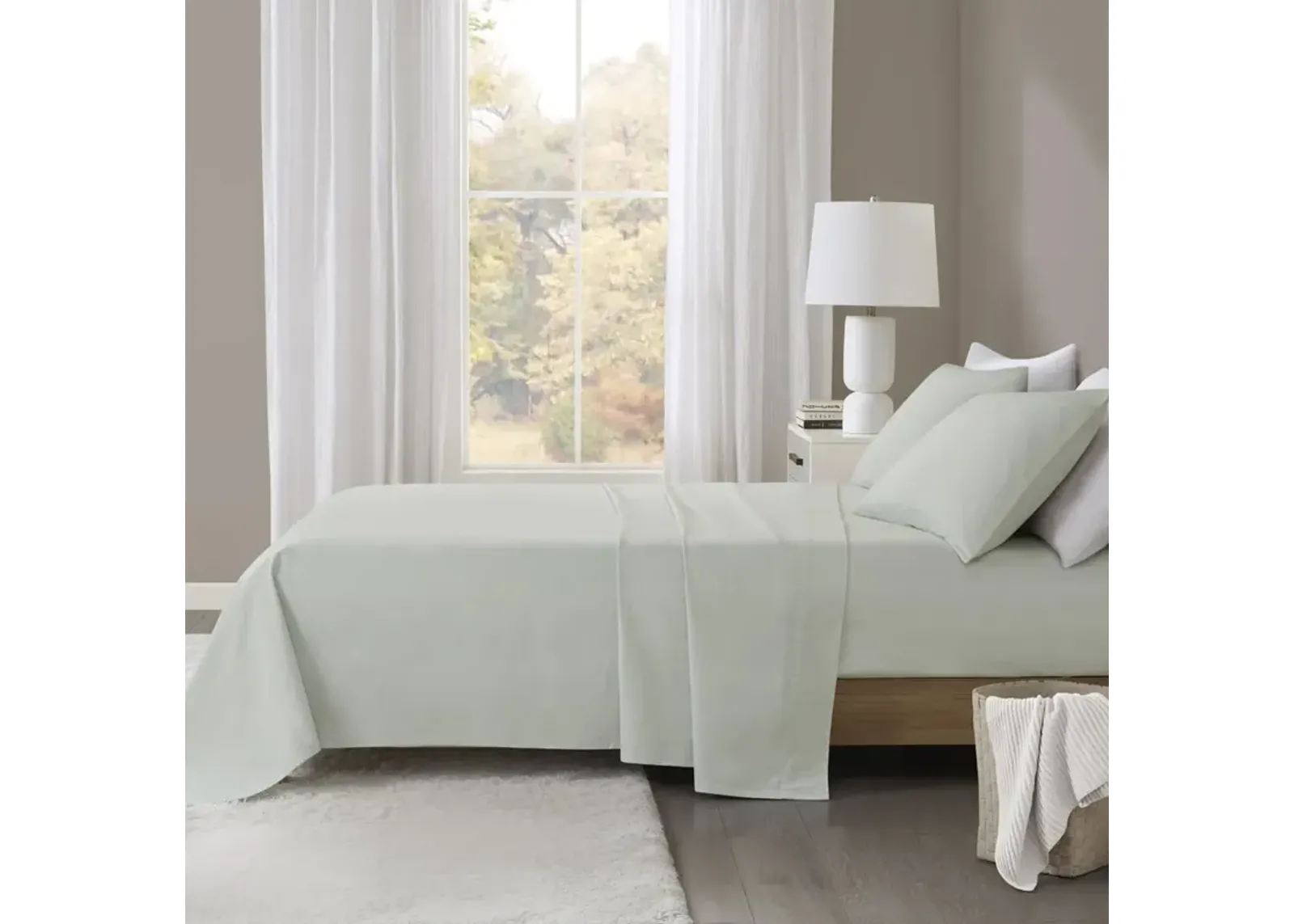 Beautyrest Oversized Flannel Seafoam Solid 4 Piece Sheet Set