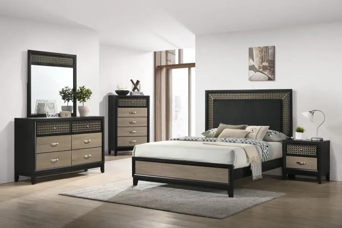 Valencia 5-piece Queen Bedroom Set Light Brown and Black