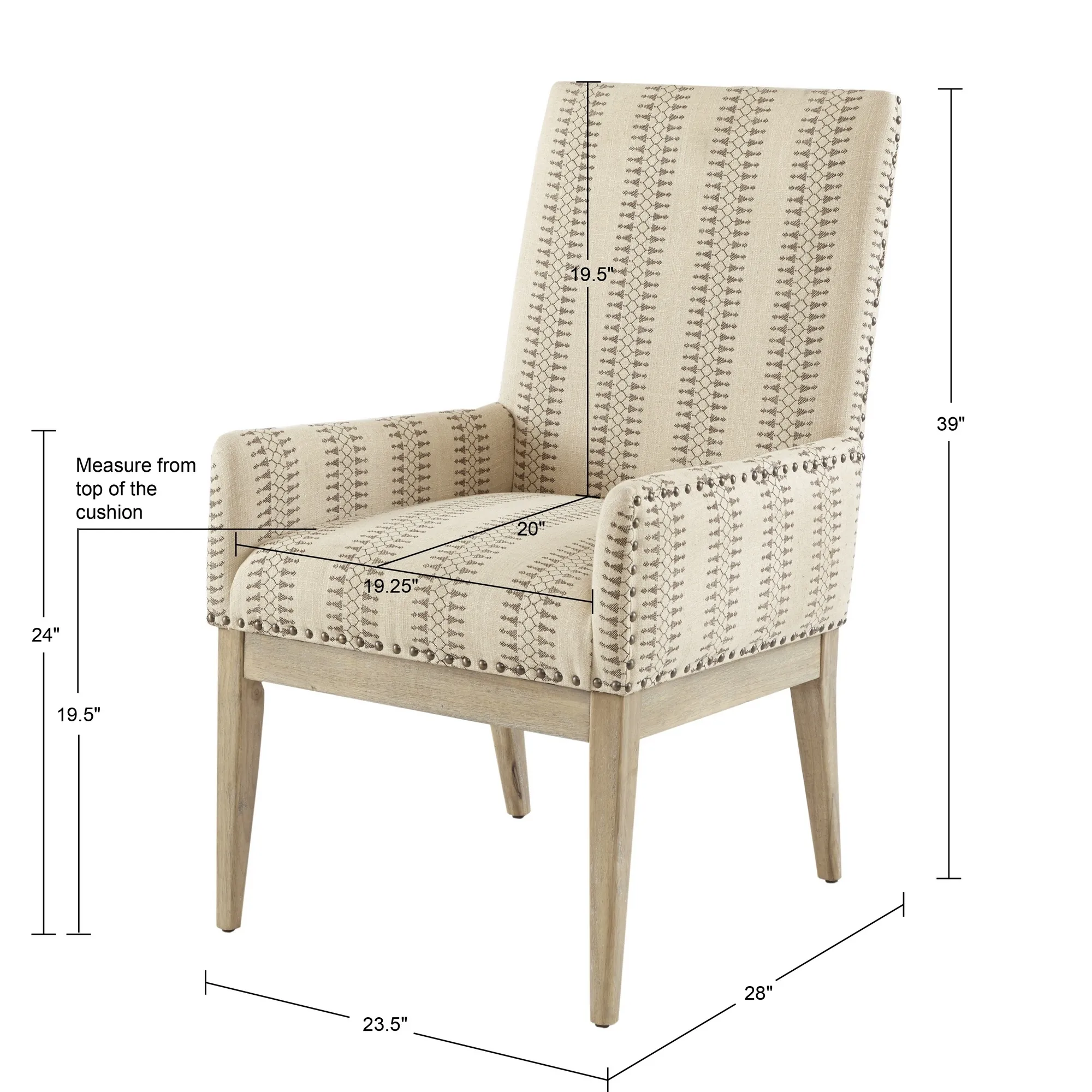 Madison Park Rika Natural High Back Dining Armchair (Set of 2)