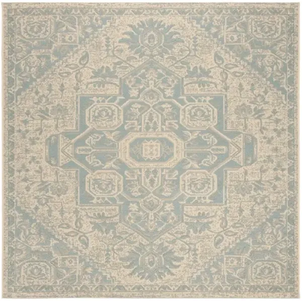 LINDEN 138 Collection LND138K-6SQ Aqua / Cream 6'-7" X 6'-7" Square