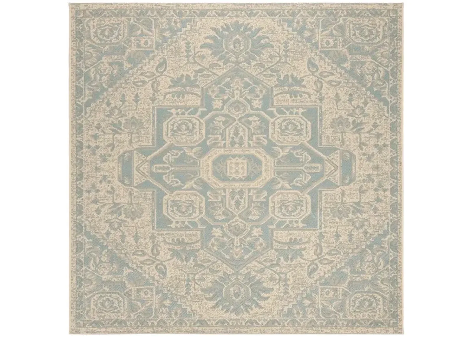 LINDEN 138 Collection LND138K-6SQ Aqua / Cream 6'-7" X 6'-7" Square