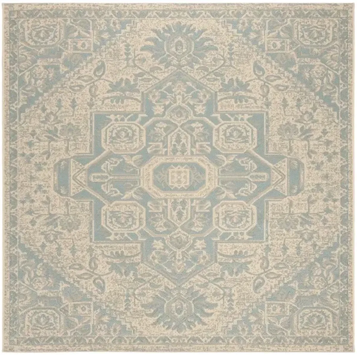 LINDEN 138 Collection LND138K-6SQ Aqua / Cream 6'-7" X 6'-7" Square