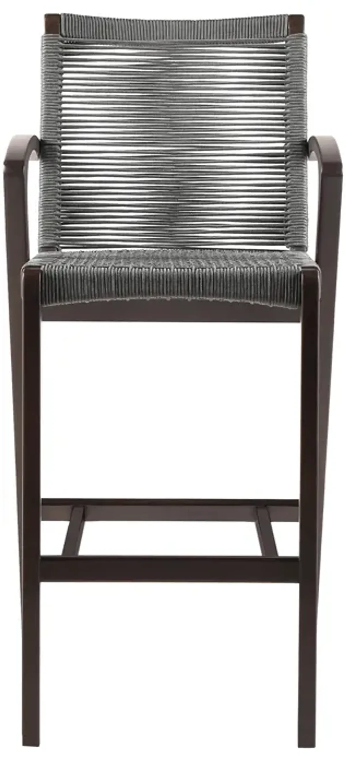 Nabila Outdoor Dark Eucalyptus Wood and Gray Rope Counter and Bar height Stool