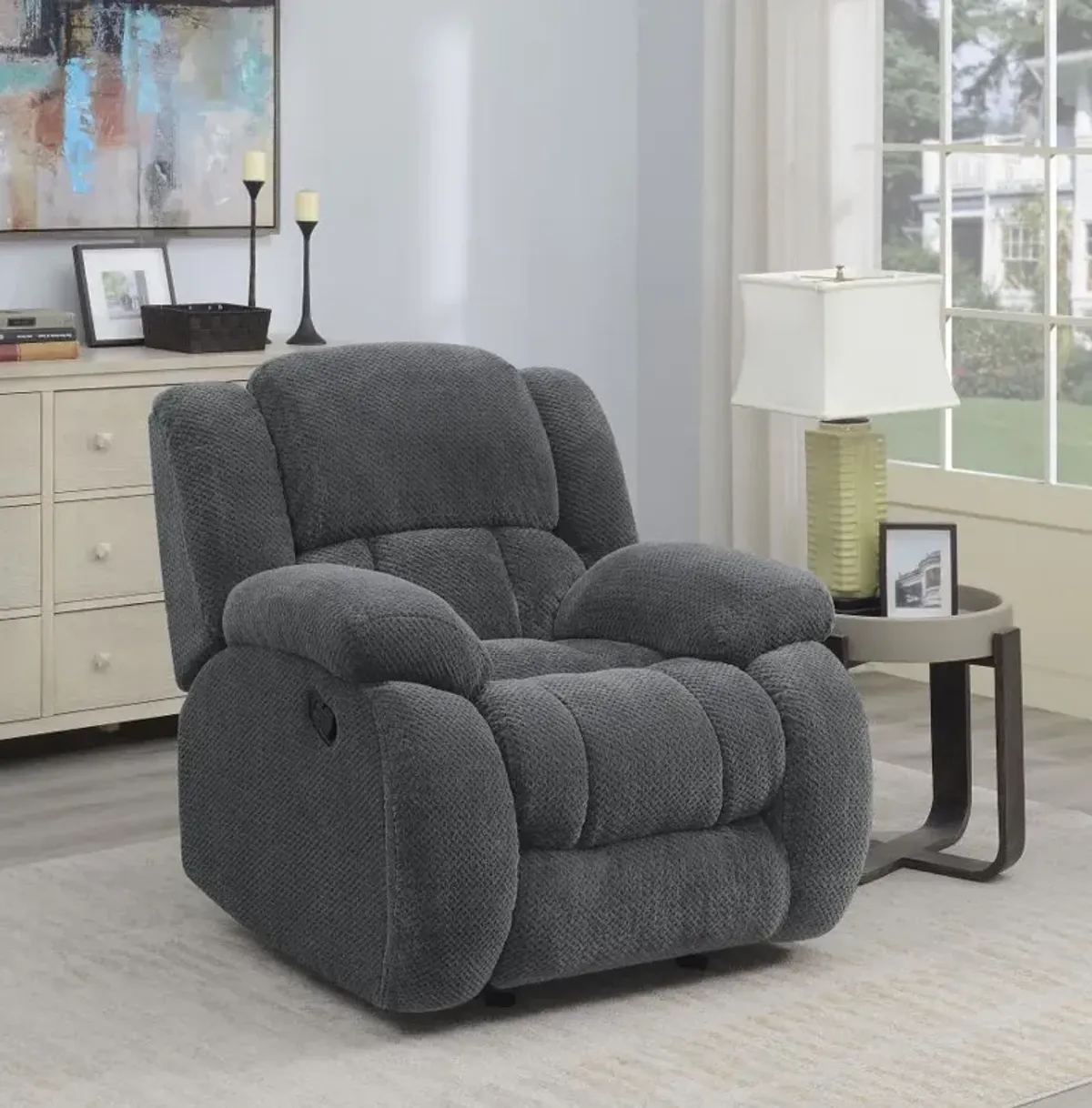 Weissman Upholstered Glider Recliner Charcoal