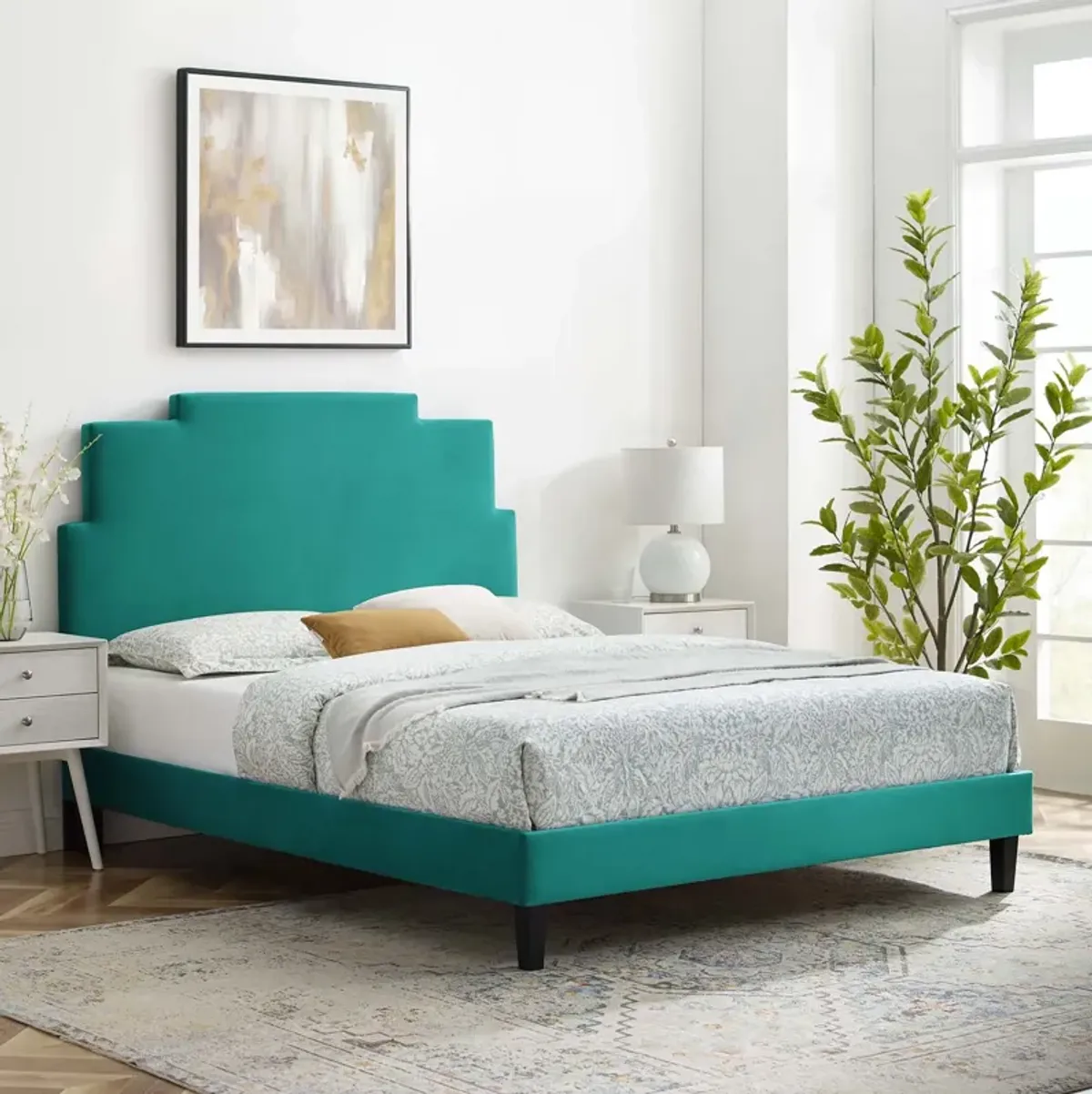 Lindsey Performance Velvet Full Platform Bed