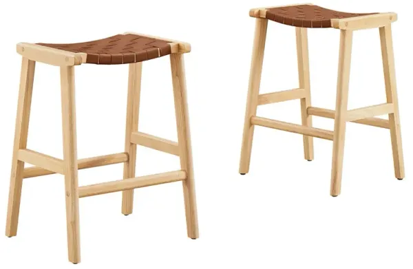 Saoirse Faux Leather Wood Counter Stool - Set of 2