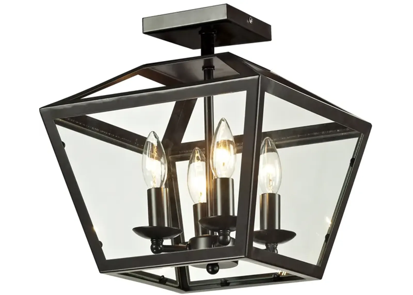 Alanna 4-Light 12" Oil Rubbed Bronze Semi Flush Mount