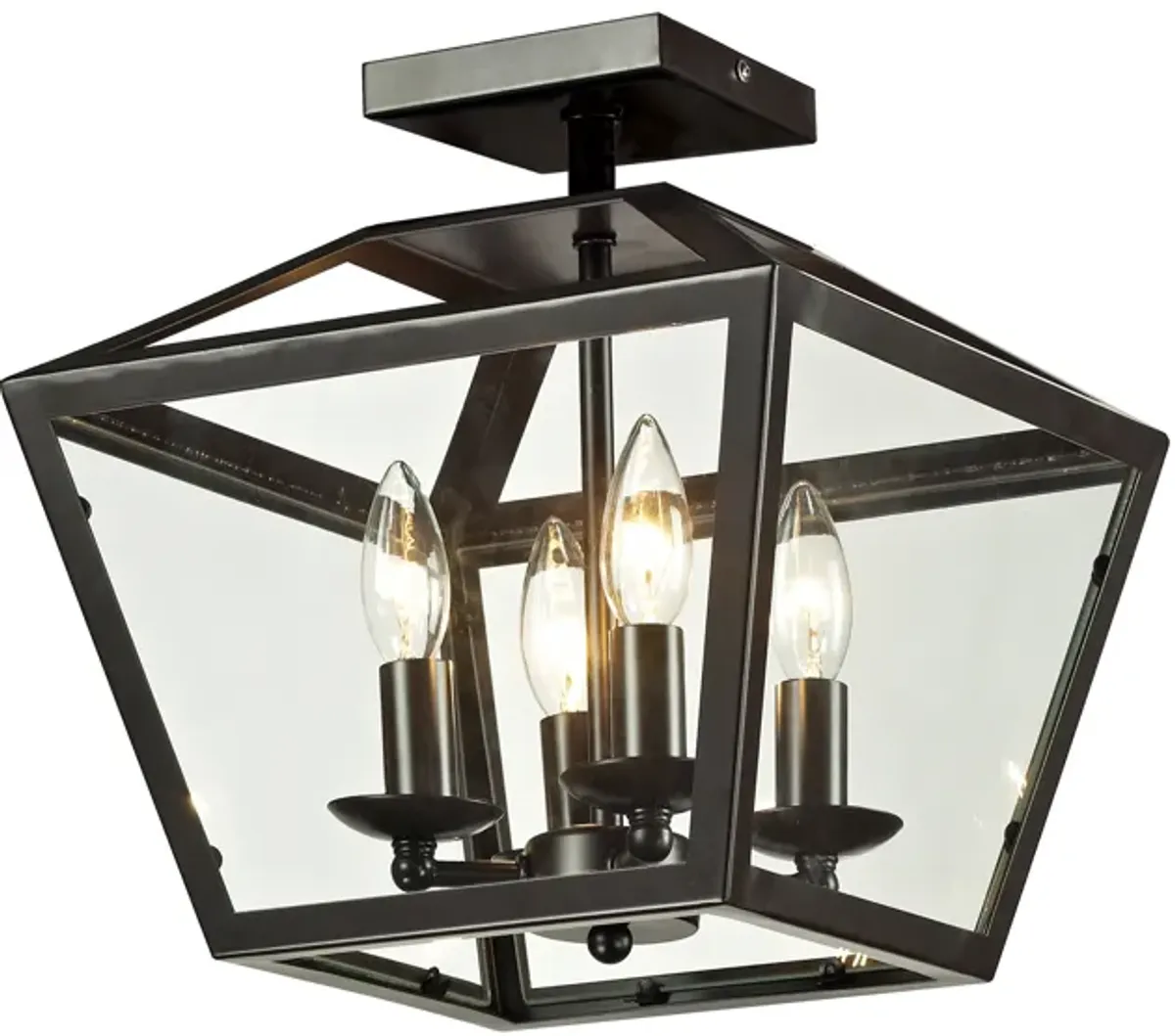 Alanna 4-Light 12" Oil Rubbed Bronze Semi Flush Mount