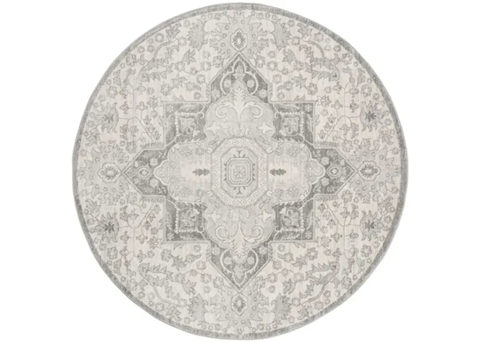 Brentwood 816 Grey / Cream 3' X 3' Round Round Powerloomed Rug